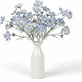 LINSIE 4pcs 24Inch Light Blue Cosmos Branches Artificial Flowers,Light Blue Fake Flowers, Vase Decor Flowers, for Home Decoration Artificial Flowers
