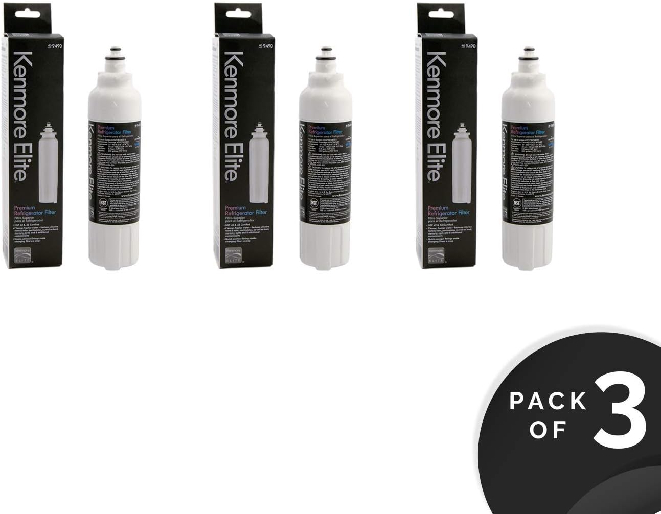 Amazon Com Kenmore Elite 9490 Oem Refrigerator Water Filter 3 Pack Kitchen Dining