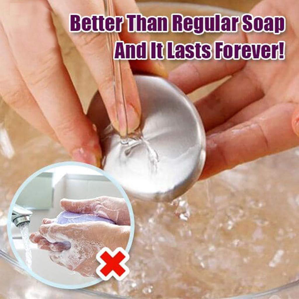 FakMe Stainless Steel Soap Bar Odor Remover Kitchen Soap Clearance Remover Fish/Onion/Garlic Deodorize Gadget Tools (2PCS, Silver)