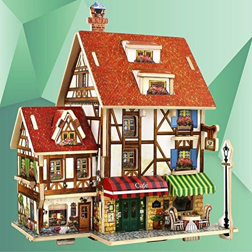 3D Wood Puzzle DIY Model Kids Toy France French Style Coffee House