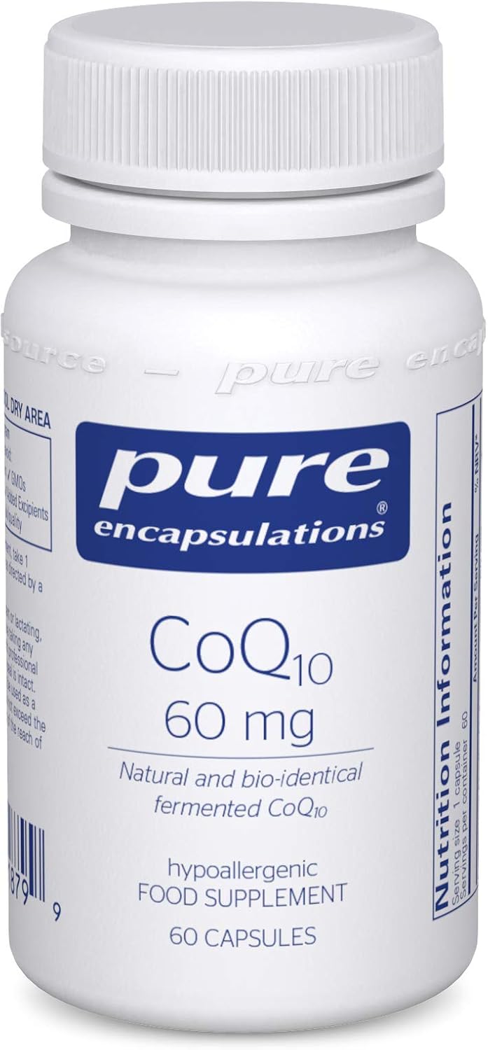 Pure Encapsulations CoQ10 60mg - Natural and Bio-Identical Fermented Coenzyme Q10-60 Capsules, 60 count (Pack of 1)