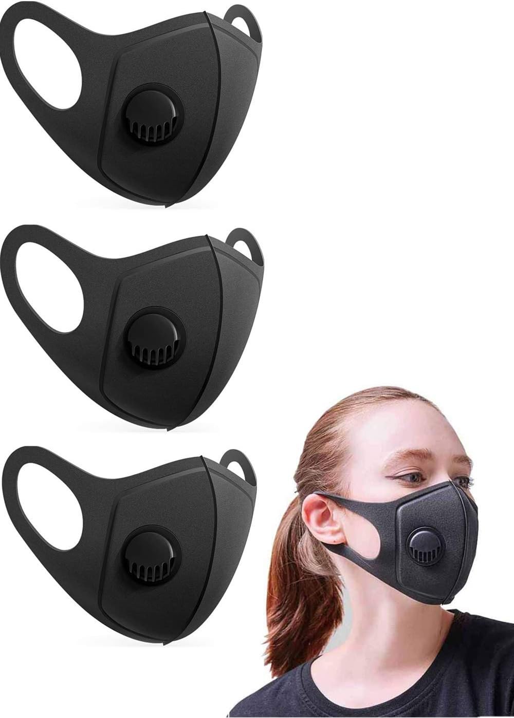 3PCS Reusable Face Shield, Washable Sponge Shield Dust Protective Air Purifyin Cover Comfortable Filter Dustproof Cover