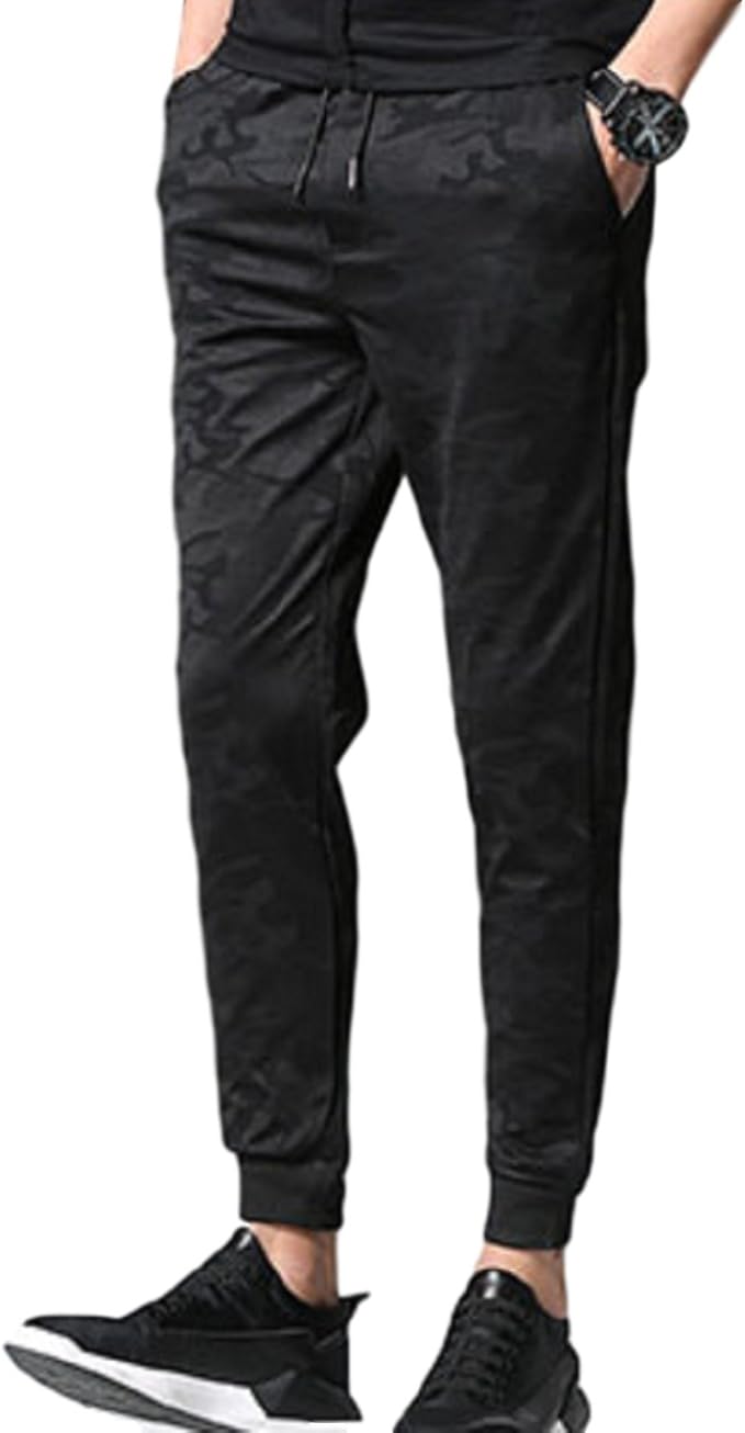 カジュアルメンズパンツ スリムパンツ 迷彩柄パンツ タイトパンツ 紐付きパンツom75 ロングパンツ 通販 Amazon