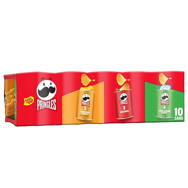 PRINGLES POTATO CRISPS CHIPS, LUNCH SNACKS, ON-THE-GO SNACKS, GRAB N’ GO, VARIETY PACK, 13.7OZ TRAY (10 CANS)
