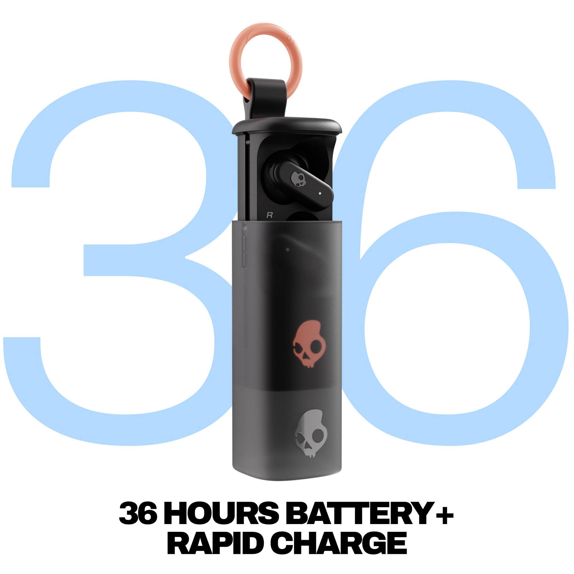 Skullcandy Dime Evo Wireless Earbuds, Bluetooth Headphones, Noise Isolating Fit, Up to 36 Hours Battery, Microphone for iPhone Android, Easy Carry with Clip-Anywhere Case - True Black