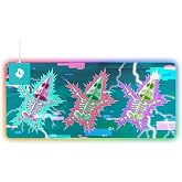 Spongebob Squarepants Skeleton Patrick RGB Gaming Mouse Pad - Large Extended Deskmat with 10W Qi Fast Wireless Charging, Non-Slip Base, L
