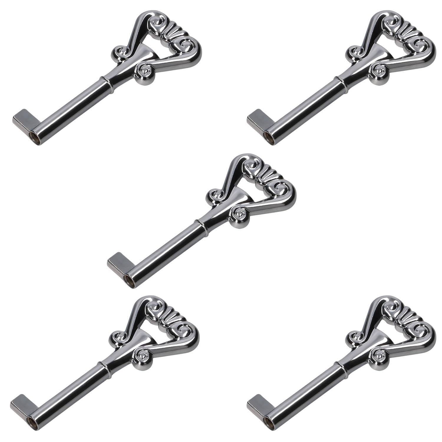 KOTARBAU® Set of 5 furniture keys, cabinet keys, large colour, antique, colourful beard keys for furniture, Schrak mini bar desk drawers (Chrome)