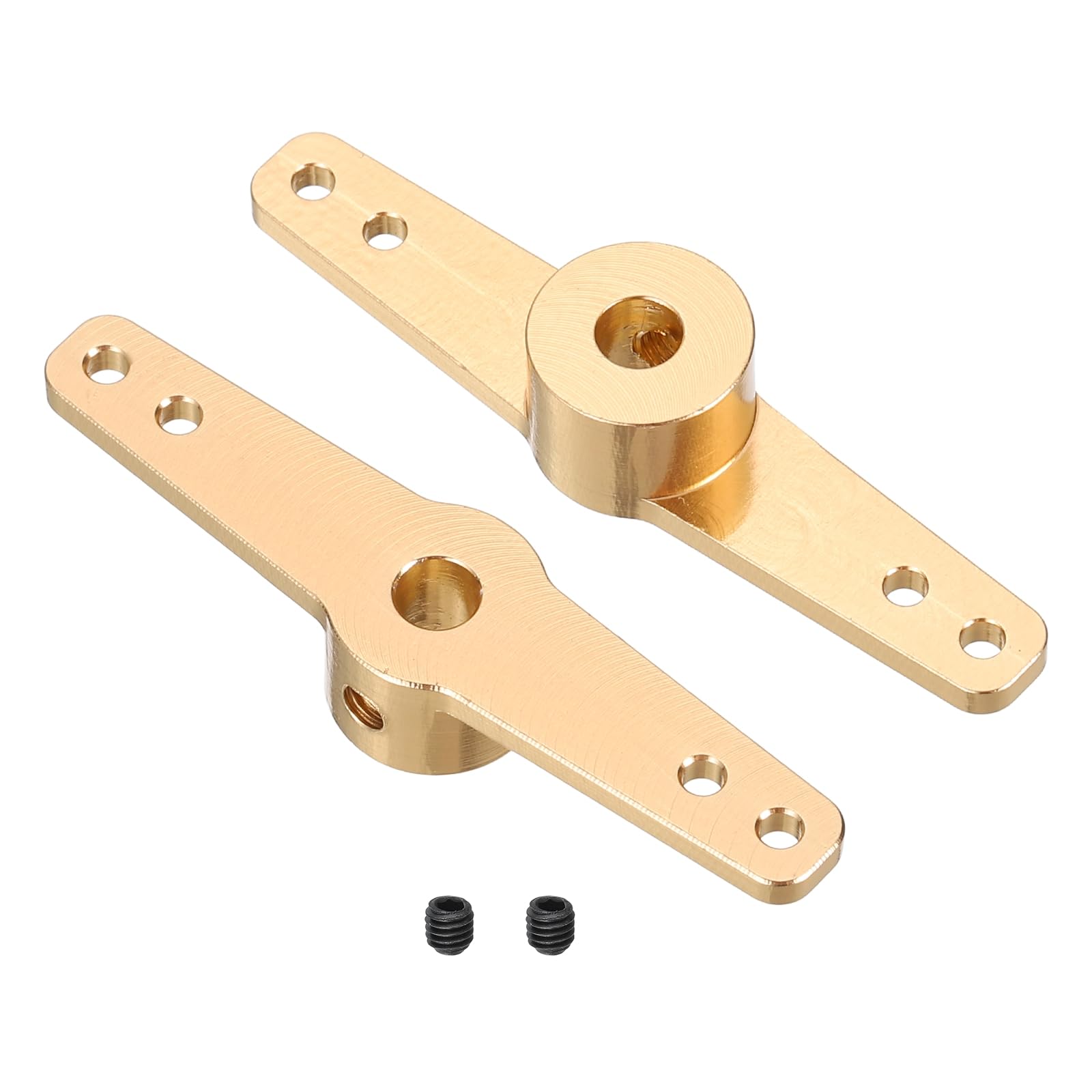 sourcing map Steering Servo Arm, Double Aluminum Steering Arm Servo Horn 4.1mm for RC Model Car Robot Boat Airplane Pack of 2 (Gold)