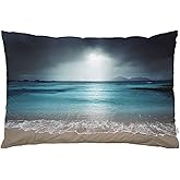 EKOBLA Throw Pillow Cover Dark Beach Nautical Style Holiday Summer Outdoor Ocean Coastal Sandy Sea Theme Decor Lumbar Pillow Case Cushion for Sofa Couch Bed Standard Queen Size 20x30 Inch