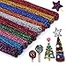 300Pcs Glitter Sparkle Pipe Cleaners Tinsel Chenille Stems,10 Colors Metallic Pipe Cleaners for DIY Crafts,Arts,Wedding,Home,Party,Holiday Decoration 6 mm x 12 Inch