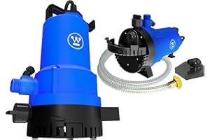 Westinghouse 2-In-1 Utility Pump 1/4 HP, Submersible Water Transfer Sump Pump/Pool Draining, Flooded Basement, 10 Ft power cord, Includes 5ft Gardon Hose & Suction Strainer