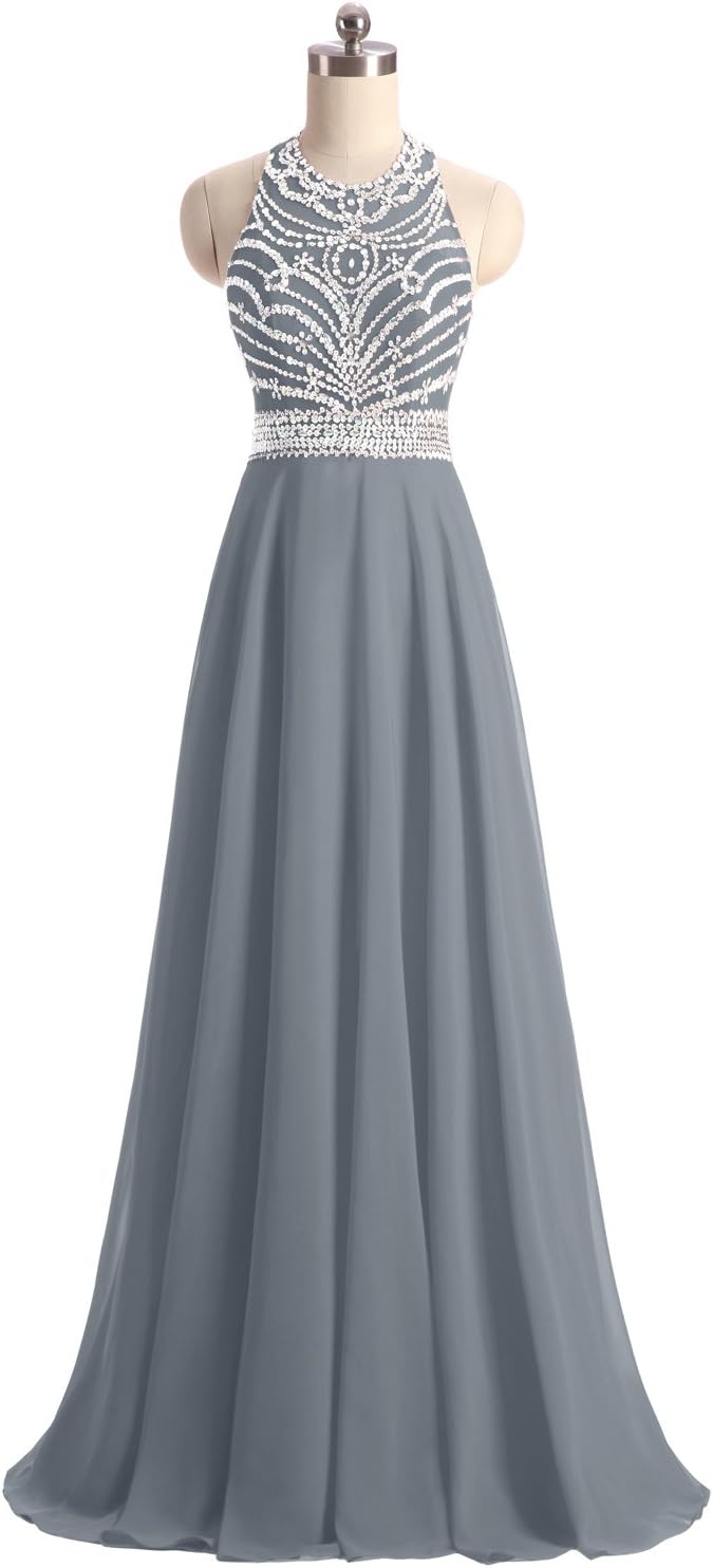 Artie Gorgeous A-line Floor Length Chiffon Prom Dresses Evening Dresses, 8, Gray