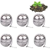 Infusore da Tè, Acciaio INOX colino da tè a sfera, palla piccola Tea filtro, filtro per tè, spezie, LOOSE Leaf strainer – Catena stile (confezione da 6) Silver