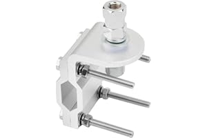 HYSHIKRA Universal Heavy Duty Roll Bar/Mirror Mounting Bracket, Aluminum Anti-Corrosion Antenna Mount for Mobile Outdoor Base Antenna with 3/8 x 24 Antenna Stud CB Adapter (Bracket with 10mmHole)