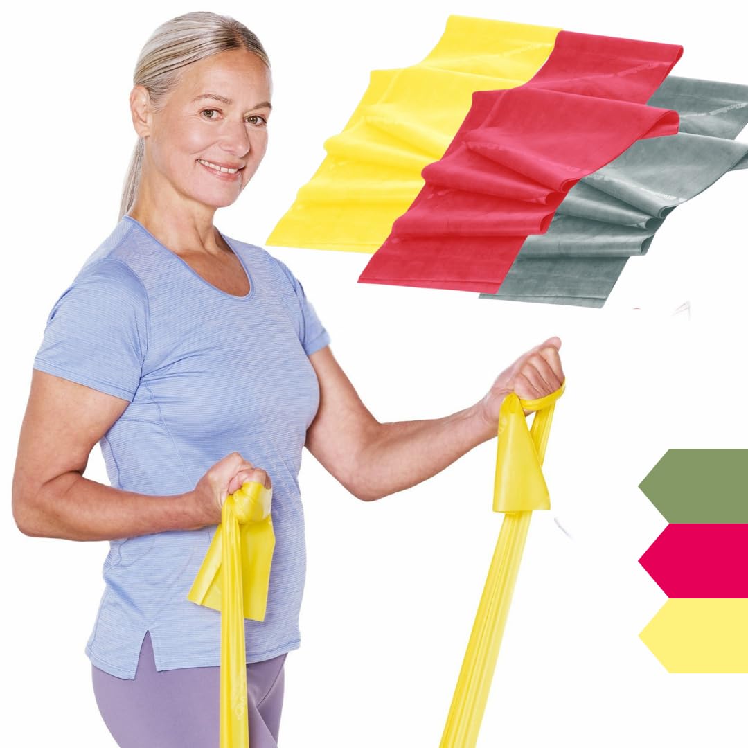 Thera-Band set of light, latex free exercise bands, yellow / red / green