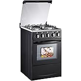 Gas Range with Double-Layer Glass Door, 4 Burners, Cast Iron Rack, 60L Capacity, Dedicated LPG