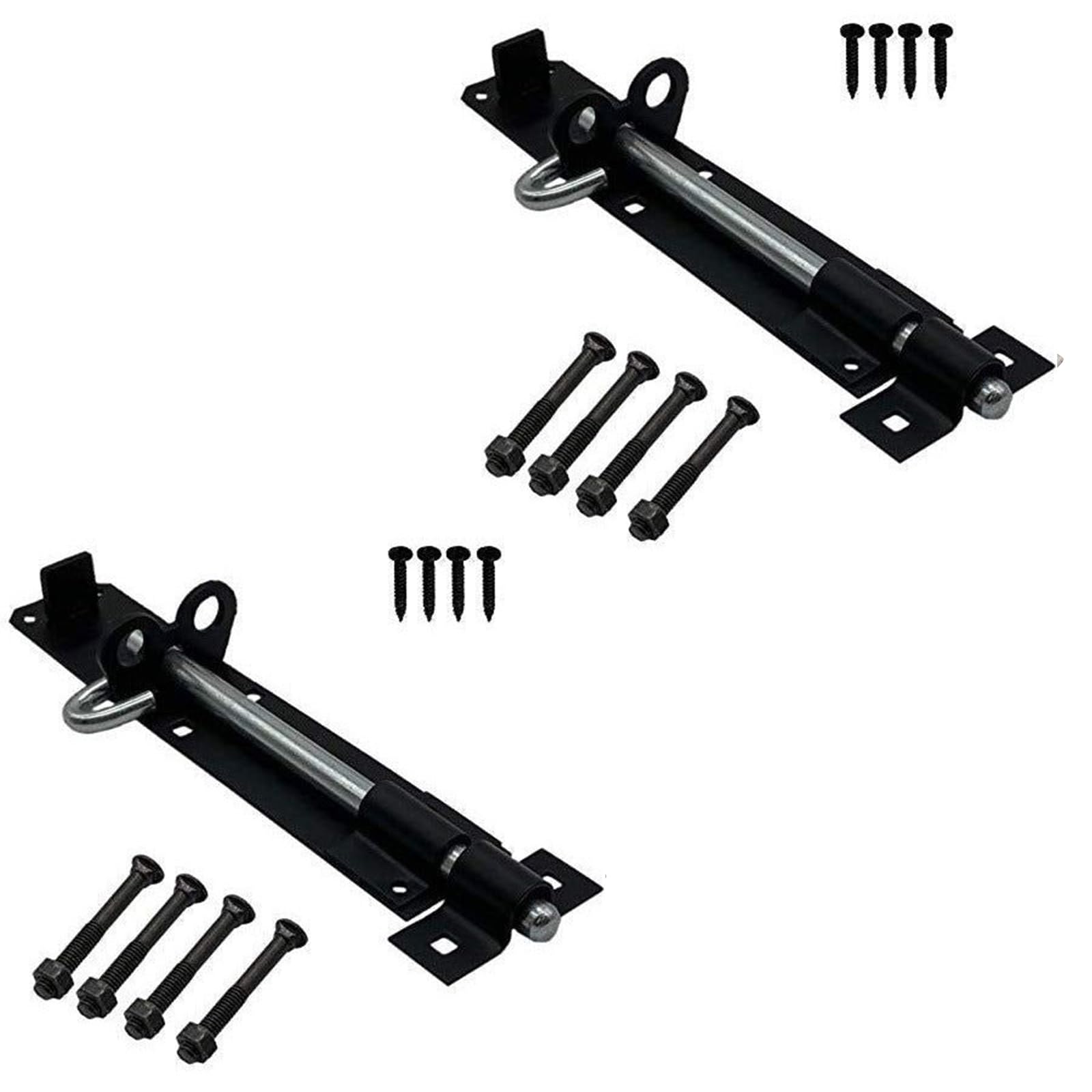 Lockable Sliding Bolt | Brenton Pad Bolt | 200mm / 8 Inch | Black Powder Coating | Pack of 2