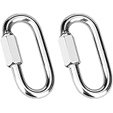 Vmuter 2 Pcs 3 Inch 304 Heavy Duty Stainless Steel Screw Chain Quick Links, 1540LB Capacity Carabiner Connector for Camping Outdoor Equipment Locking Hammocks Harness Leash