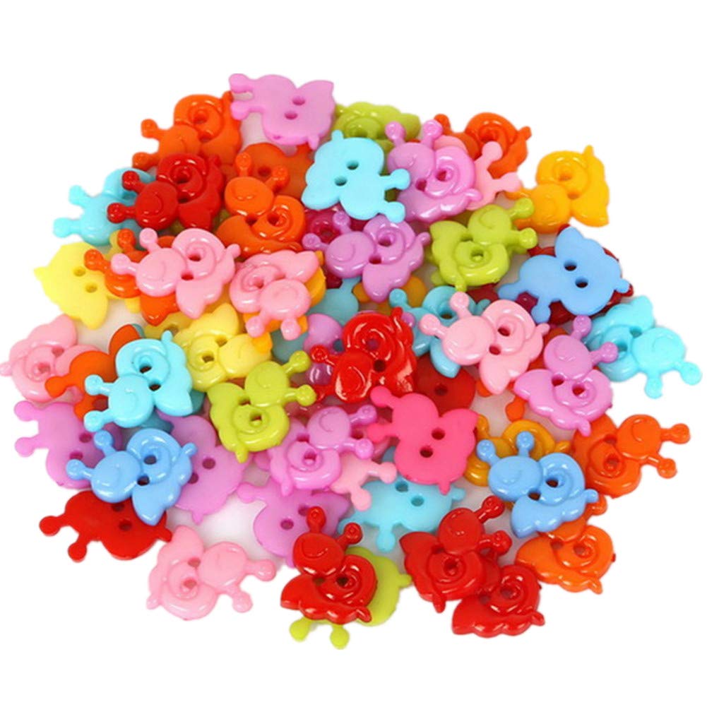 400pcs Cute Animal Fruit Heart Star Resin Buttons 2 Holes Small Sewing Decorative Buttons Beads Charms for Jewelry Scrapbooking Painting Crafts Embellishments(Snail)