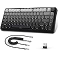 ATTACK SHARK X85 Wireless Mechanical Gaming Keyboard with Knob Hot Swappable BT/2.4GHz/USB-C Side Print PBT Keycaps 75% Gasket Keyboard RGB Coiled Cable Linear White Jade Switch for PC/MAC/Win