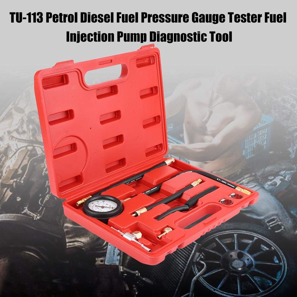 0100PSI Fuel Injection Pressure Gauge Kit, TU113 Petrol Fuel Pressure Gauge Tester Gas