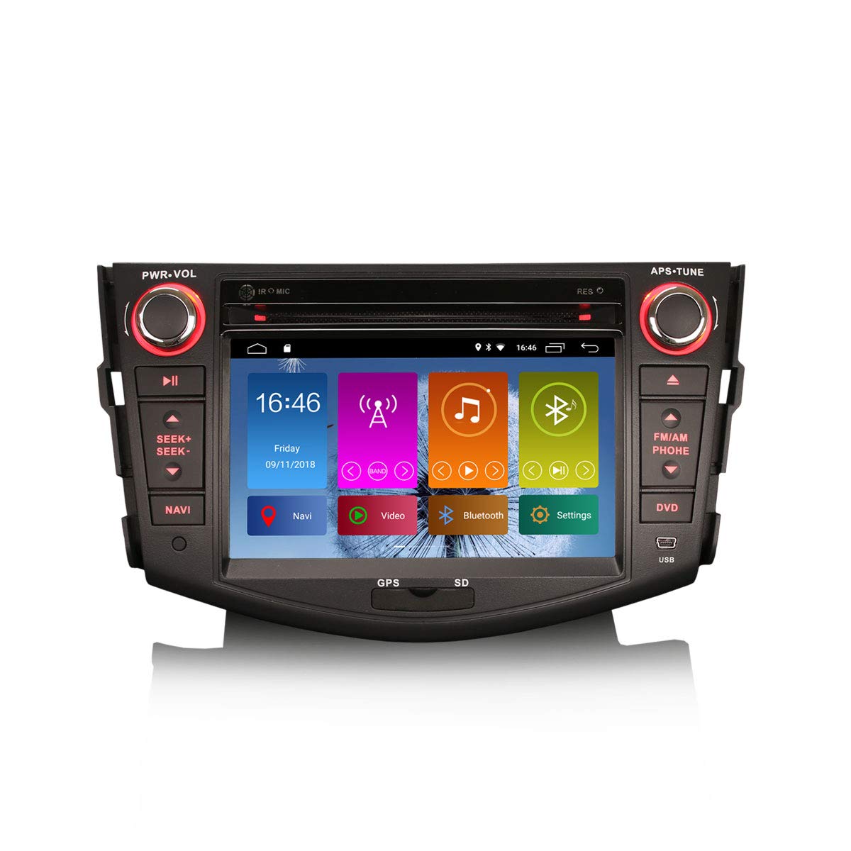 ERISIN 7 Inch Android 10.0 Car Stereo for TOYOTA RAV4 GPS Sat Nav DVD Player Radio Support Bluetooth Wifi 4G DAB + RDS Mirror Link TPMS Built-in CarPlay DSP Amplifier