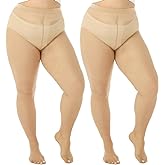 WiliW 2 Pairs Plus Size Sheer Tights for Women 20D Ultra Thin T-Crotch High Waist Pantyhose Stockings