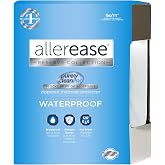 AllerEase Waterproof Mattress Protector Stain Protection Queen Size Allergen Barrier Hot Water Washable Machine Washable Durable Zippered Knit Mattress Cover Stretch Corners (White)