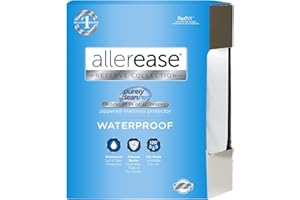 ALLER-EASE AllerEase Waterproof Mattress Protector Stain Protection Twin Size Allergen Barrier Hot Water Washable Machine Washable Durable Zippered Knit Mattress Cover Stretch Corners (White)