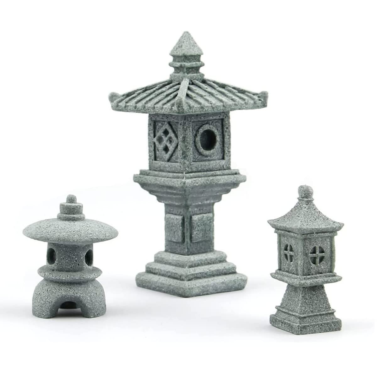 Photo 1 of 3 PCS Miniature Figurines Stone Pagoda Lantern Garden Statues Tiny Home Kit Meditation Accessories for Zen Garden Home Decor Yard Decorations Outdoor Statues Asian Garden Decor Japanese Gifts (2)