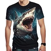 Hurspmr Men's Shark Graphic T-Shirt Personality Fashion Short Sleeve Shirts