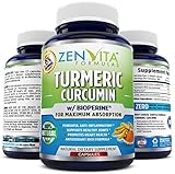 Turmeric Curcumin with Bioperine & 95% Curcuminoids - 60 Capsules, 1300 mg Per Serving, 100% Natural Premium Extract, Powerful Joint Support, Inflammation & Pain Relief Supplement