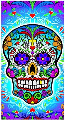 Day Of The Dead Sugar Skull Cotton Beach Or Bath Towel w/ Vibrant Design