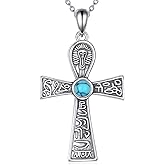 Grmdit Ankh Necklace Sterling Silver Cross Pendant Egyptian Jewelry Gifts for Women Men