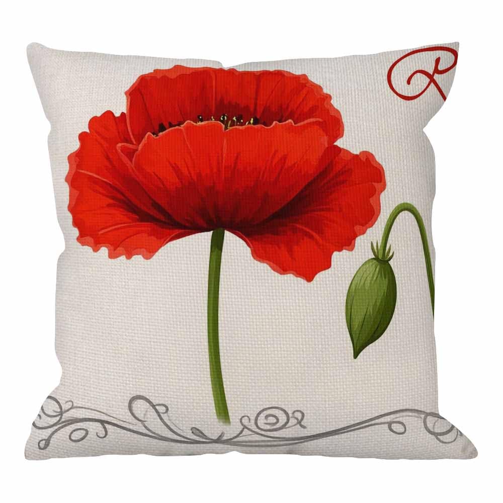 Photo 1 of HGOD DESIGNS Throw Pillow Case Red Poppies Cotton Linen Square Cushion Cover Standard Pillowcase for Men Women Home Decorative Sofa Armchair Bedroom Livingroom 18 x 18 inch