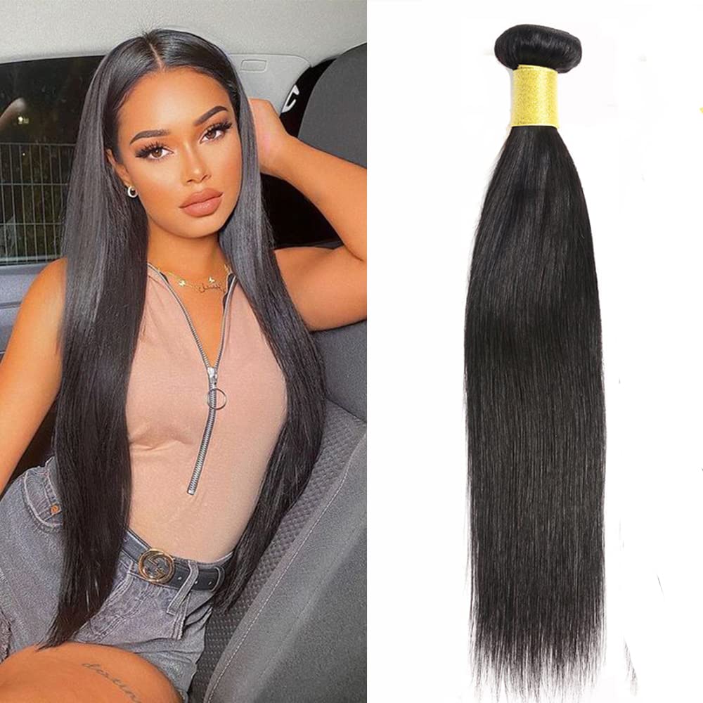 Datanala Straight Human Hair 1Bundle Straight Brazilian Virgin 100% Unprocessed Straight Human Hair Long Inch Single Bundles Natural Black Color For Black Women (18Inch, straight bundles) — image 1