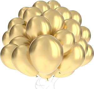 60 Pack Gold Balloons w/Ribbon | Balloons Gold | Gold Balloon | Gold Latex Balloons | Golden Balloons | Gold Balloons 12 inch | Gold Balloon | Bachelorette Party Balloons | Birthday Balloons |