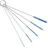 10" Tube Cleaning Brush Set, 5 Pack Small, Extra Long Nylon Straw Brushes with Flexible Handles for Bottles, Cleaning Straws, Pipe Cleaners, Keyboard, Glass, Guns, Detailing and Deep Cleaning, Blue