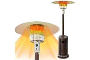GORILLA GADGETS Patio Heater - Gas Outdoor Heater, Outdoor Patio Heater, with Overheat Protection, with Wheels - Ideal for Garage, Garden, Patio (PPH-BRN)