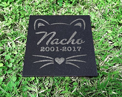 Indoor Outdoor Memorial Cat Plaque 6x6 Black Granite Stone ...
