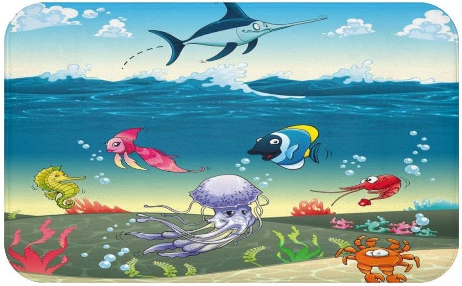 Amazon Com High Jump In The Sea Bath Mat Kids Bath Decor Sea Bathroom Decor Kids Bath Mat Birthday Gift Bathroom Decor Ideas Kids Bath Rug Kitchen Dining