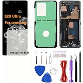 AMOLED for Samsung Galaxy S20 Ultra 5G LCD Display Touch Screen Assembly Support Fingerprint Galaxy S20Ultra SM-G988U SM-G988U1 Screen Replacement (with Black Frame)