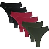 Amwounu High Waisted Cotton Thongs Underwear For Women Breathable Sport Athletics Panties High Rise Plus Size Multipack
