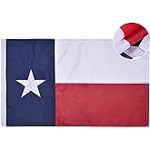 VICDRIA Texas State Flag 3x5 Ft, Deluxe Embroidered Premium Polyester Durable TX Flag with Sewn Stripes and Brass Grommets for Indoor/Outdoor Use