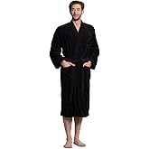 Turkuoise Men
s 100% Cotton Turkish Terry Cloth Kimono Collar Soft and Absorbent Bathrobes