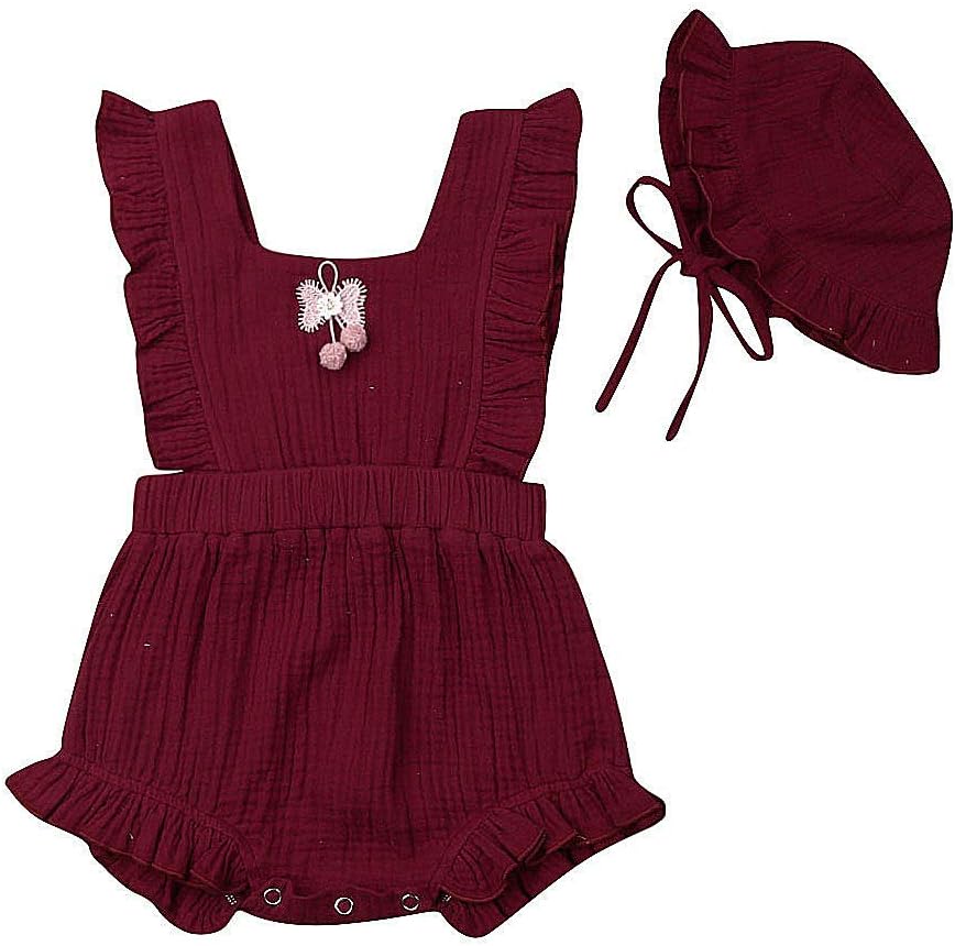 Dongci Newborn Baby Girls Ruffle Romper Jumpsuit Bodysuit Headband Summer Clothes Outifis