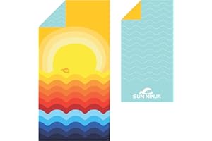 SUN NINJA Quick Dry Towel - Microfiber Beach Towel - Lightweight & Compact for Beach, Travel, Pool, Yoga, Camping - 63x32 inch XL, Large Absorbent, Sand Free Swim Towels for Adults & Kids