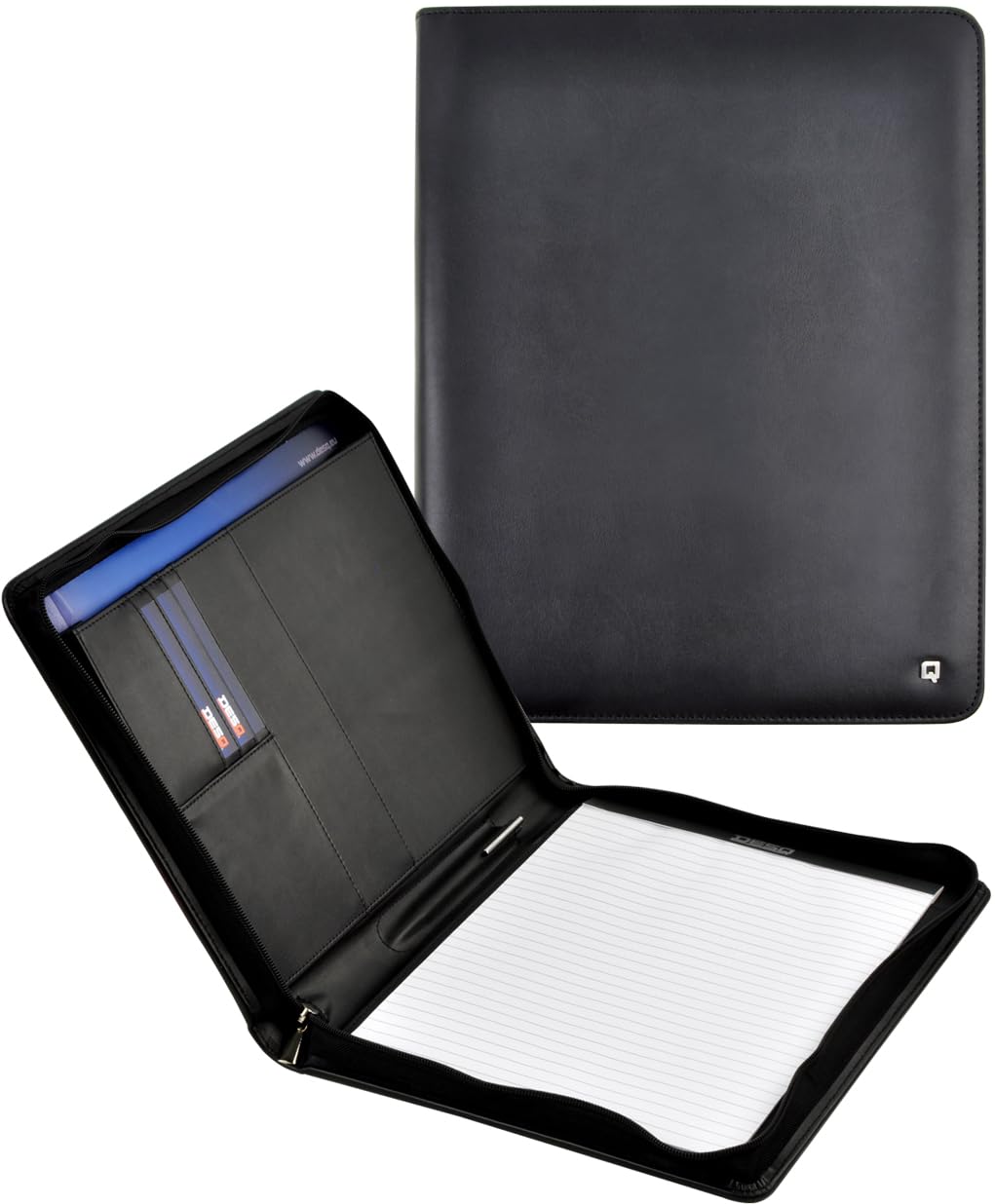 DESQ 3690 High-Quality Leather Lockable with Desk Accessories and Storage – Schwärz