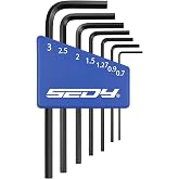SEDY 7-Piece Mini Hex Key Metric Set, L Shape Allen Wrench, 0.7mm, 0.9mm, 1.27mm, 1.5mm, 2mm, 2.5mm, 3mm, Cr-V