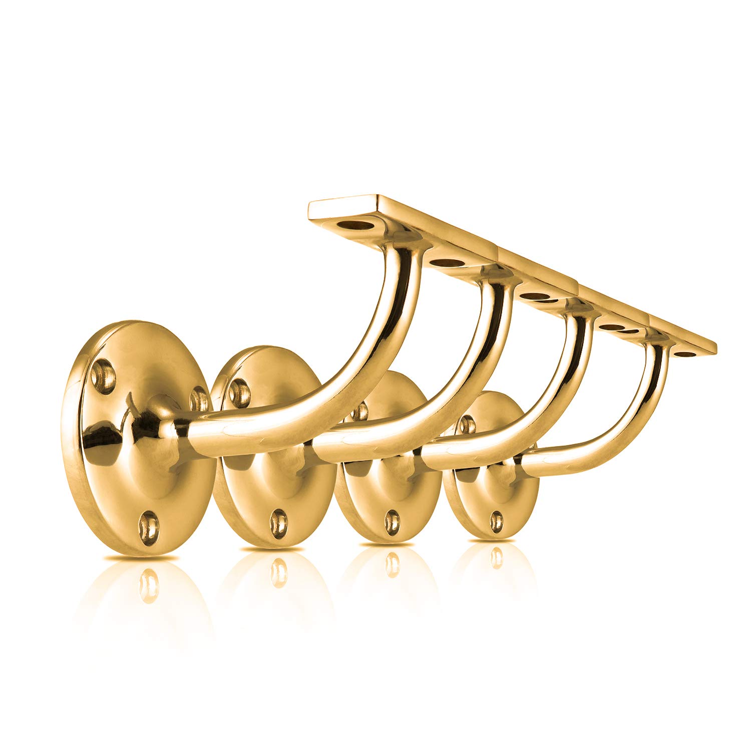 XFORT Set of 4 Polished Brass Handrail Brackets, Banister Brackets for Stair Banister Handrail. โ image 1